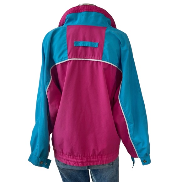 Vintage color block jacket pink blue white piping snap closure small - Picture 9 of 16